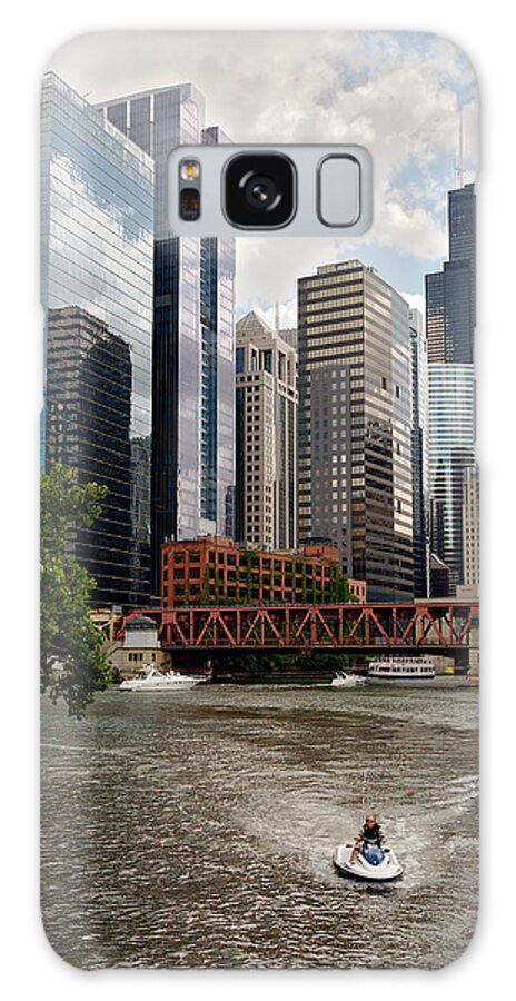 Lawrence Galaxy Case featuring the photograph Chicago River Jet Ski #1 by Lawrence Boothby