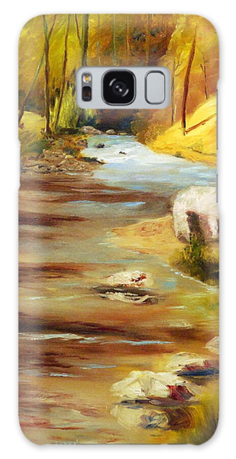 Landscape Of Gentile Rolling Waters Galaxy Case featuring the painting Cool Mountain Stream by Phil Burton