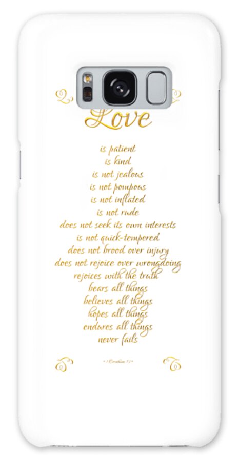 Love Galaxy S8 Case featuring the digital art 1 Corinthians 13 Love Is White Background by Rose Santuci-Sofranko