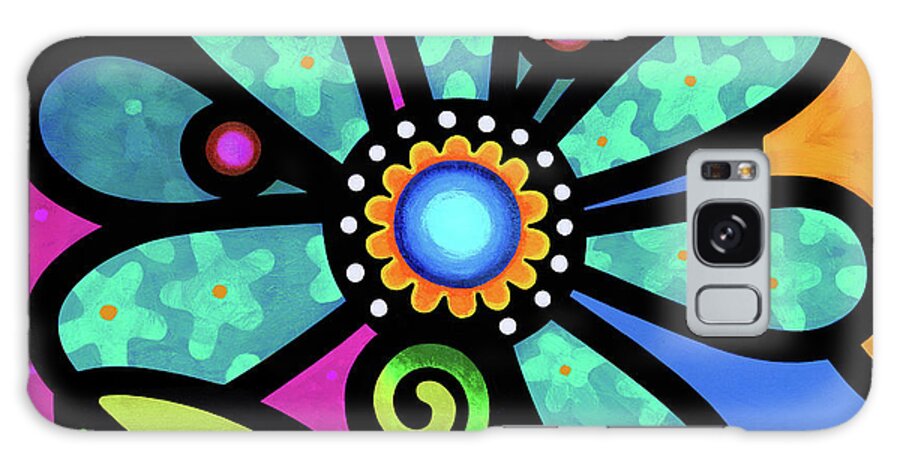 Daisy Galaxy Case featuring the painting Cosmic Daisy in Aqua #1 by Steven Scott