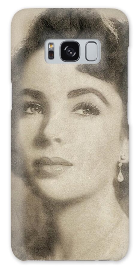 Hollywood Galaxy Case featuring the drawing Elizabeth Taylor Hollywood Actress #1 by Esoterica Art Agency