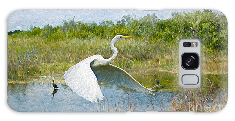 Egret Galaxy Case featuring the painting Everglades Impressions by Judy Kay