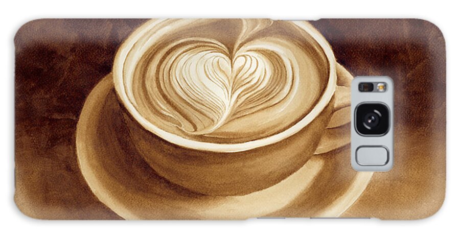 Coffee Art Galaxy Case featuring the painting Heart Latte II #1 by Hailey E Herrera