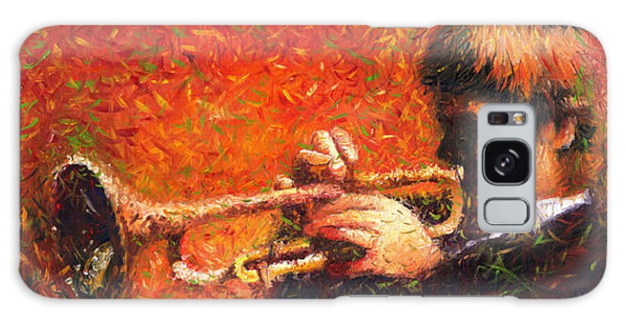 Jazz Galaxy Case featuring the painting Jazz Trumpeter #1 by Yuriy Shevchuk