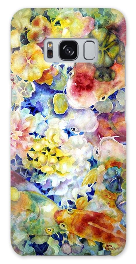 Watercolor Galaxy Case featuring the painting Koi Garden by Ann Nicholson