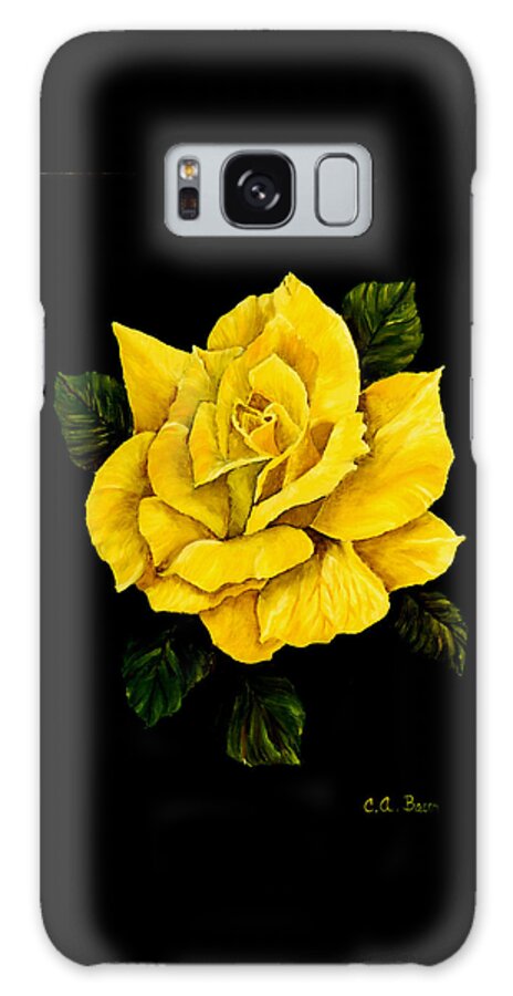 Rose Galaxy Case featuring the painting Large Yellow Rose by Charlotte Bacon