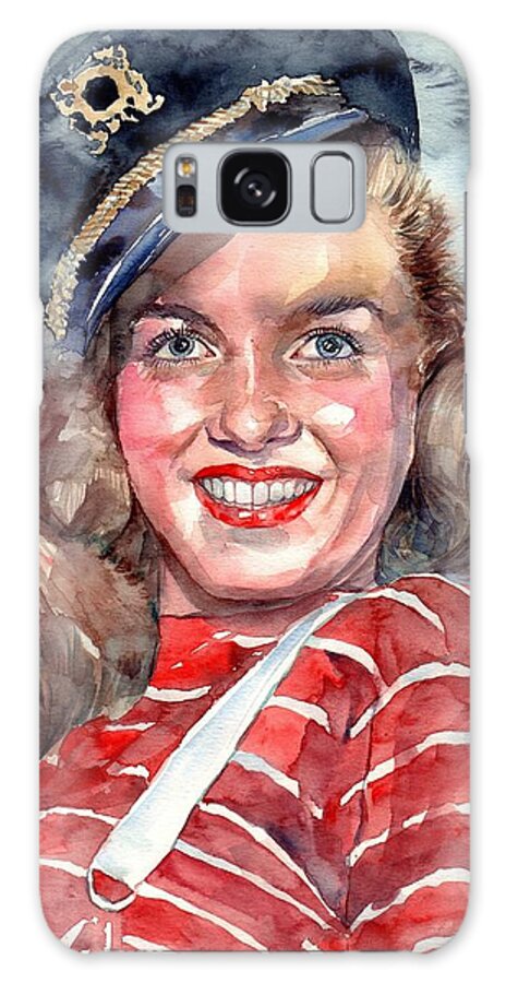 Marilyn Monroe Galaxy Case featuring the painting Marilyn Monroe portrait #1 by Suzann Sines