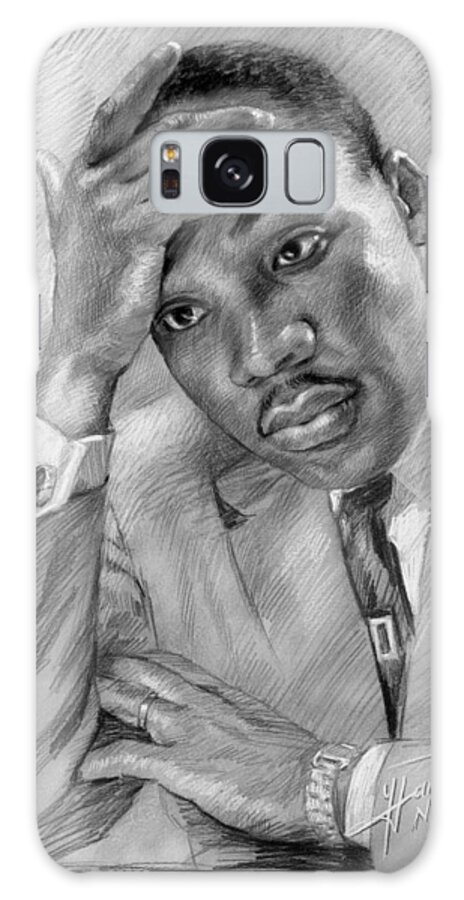 Martin Luther King Jr Galaxy Case featuring the drawing Martin Luther King Jr by Ylli Haruni