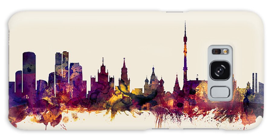 Watercolour Galaxy Case featuring the digital art Moscow Russia Skyline #1 by Michael Tompsett