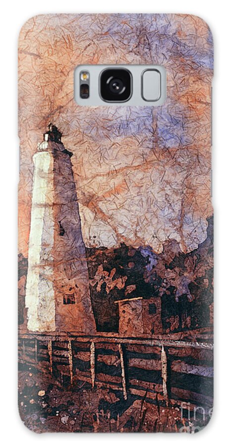Painting Galaxy Case featuring the painting Ocracoke Island Lighthouse #2 by Ryan Fox