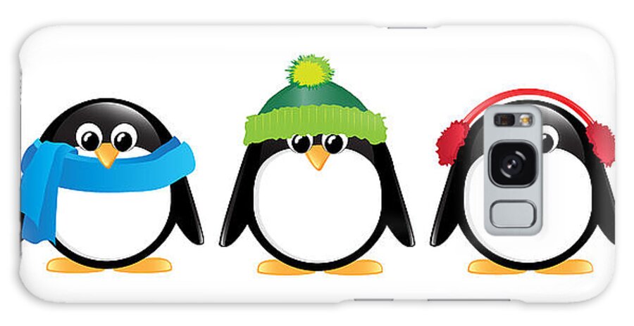 Adorable Galaxy Case featuring the digital art Penguins isolated #1 by Jane Rix