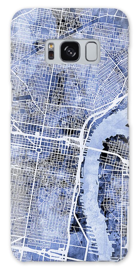 Street Map Galaxy Case featuring the digital art Philadelphia Pennsylvania City Street Map by Michael Tompsett