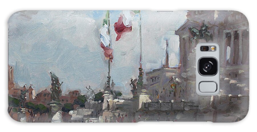 Piazza Venezia Galaxy Case featuring the painting Piazza Venezia Rome #2 by Ylli Haruni