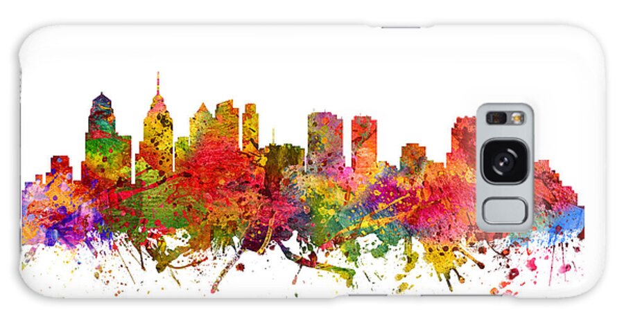 Philadelphia Galaxy Case featuring the painting Philadelphia Cityscape 08 by Aged Pixel