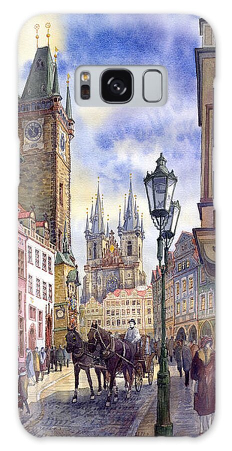 Watercolour Galaxy Case featuring the painting Prague Old Town Square 01 by Yuriy Shevchuk