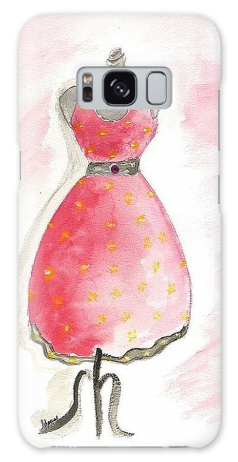  Galaxy Case featuring the mixed media Pretty in pink #1 by Lauren Serene