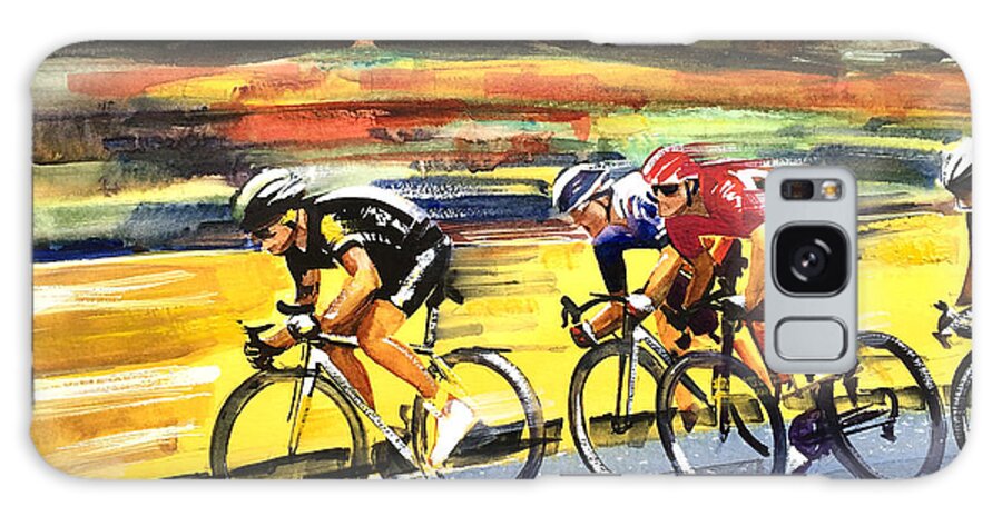 Cycling Galaxy Case featuring the painting Racing Le Tour #1 by Shirley Peters