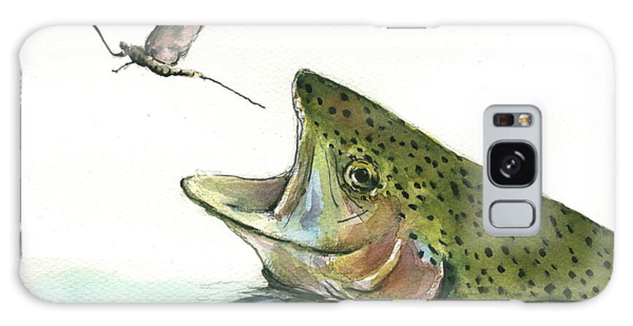 Rainbow Trout Galaxy Case featuring the painting Rainbow trout by Juan Bosco