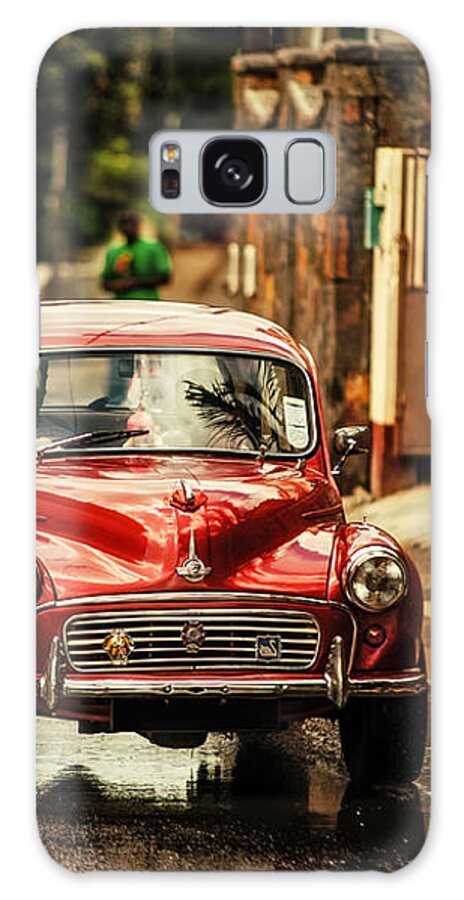 Morris Minor Galaxy Case featuring the photograph Red Retromobile. Morris Minor #1 by Jenny Rainbow