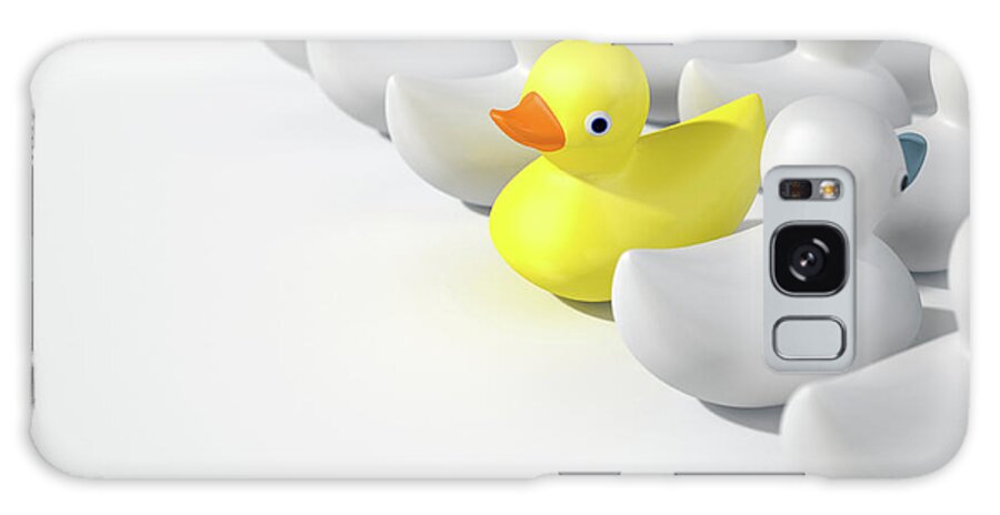 Duck Galaxy Case featuring the digital art Rubber Duck Against The Flow #1 by Allan Swart