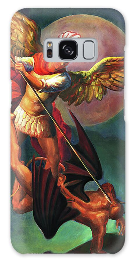 Bible Galaxy Case featuring the painting Saint Michael the Warrior Archangel #1 by Svitozar Nenyuk