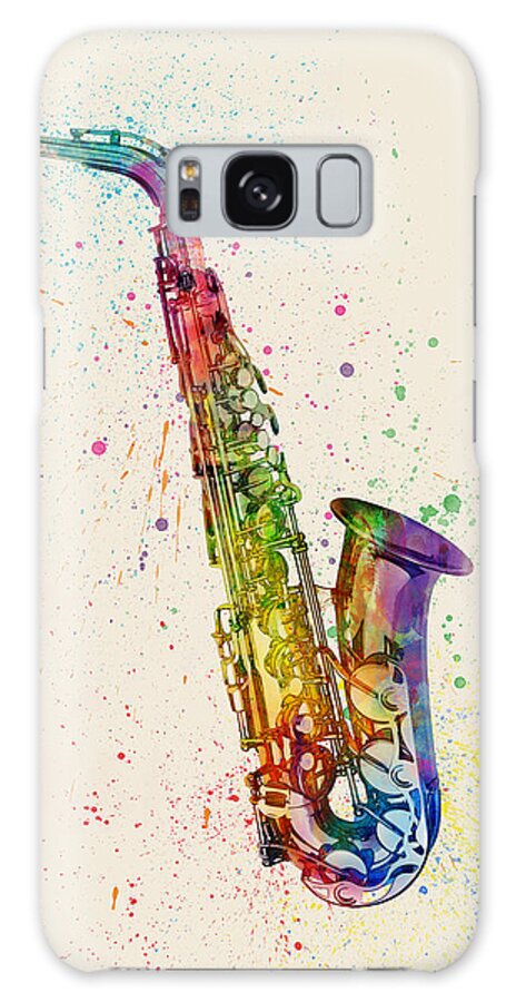 Saxophone Galaxy Case featuring the digital art Saxophone Abstract Watercolor by Michael Tompsett