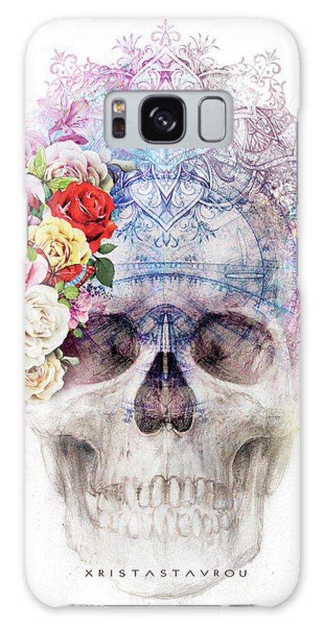 Skull Symbol Galaxy Case featuring the digital art Skull Queen with Butterflies by Xrista Stavrou