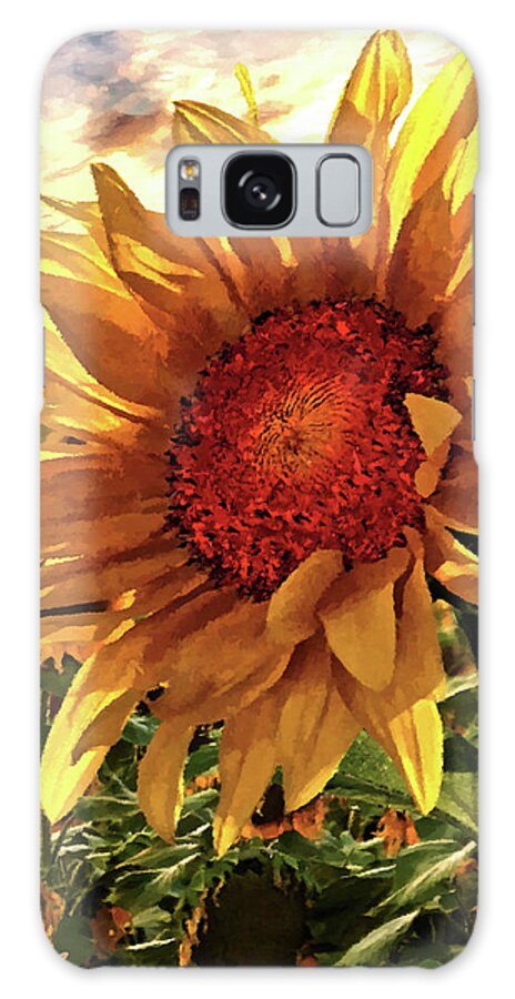 Sunflower Galaxy Case featuring the mixed media Sunflower Sunrise #1 by Dave Lee