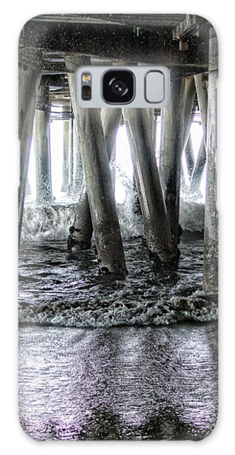 Under The Pier; Pylons; Waves; Ocean; Pacific Ocean; White; Silver; Water; Joe Lach; Beach; Sand; Light; Green Galaxy Case featuring the digital art Under the Pier 2 by Joe Lach