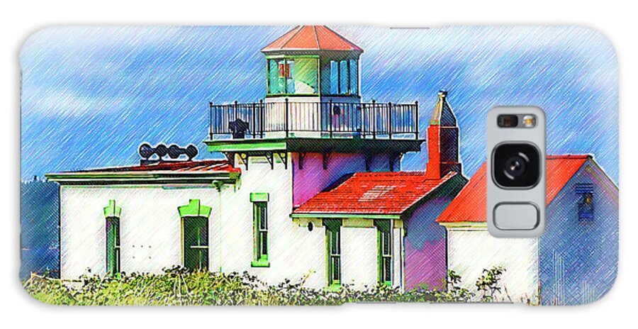 West-point-lighthouse Galaxy Case featuring the digital art Sketched West Point Lighthouse by Kirt Tisdale