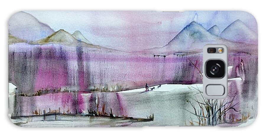 Winter Scene Galaxy Case featuring the painting Winter afternoon #1 by Katerina Kovatcheva
