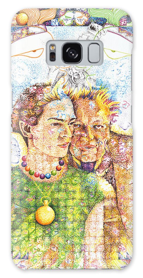 Frida Kahlo Galaxy Case featuring the drawing 10000 Caras Son Uno by Doug Johnson