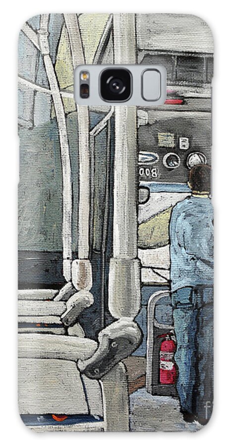 Buses Galaxy Case featuring the painting 107 Bus on a Rainy Day by Reb Frost