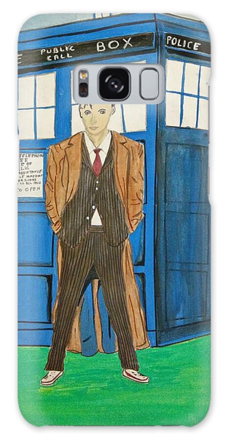 Doctor Who Galaxy Case featuring the painting 10th doctor who and TARDIS by Shirin Sadikot