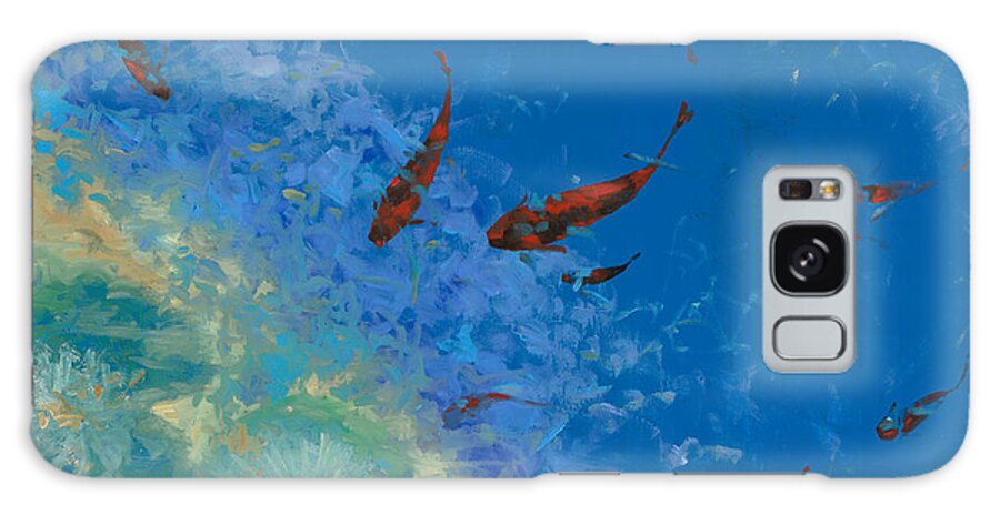 Fishscape Galaxy Case featuring the painting 13 Pesciolini Rossi by Guido Borelli