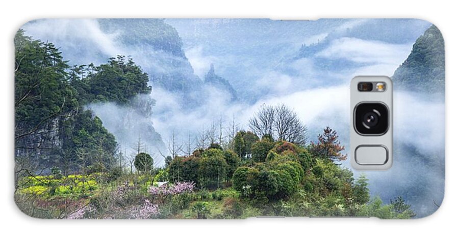 Nature Galaxy Case featuring the photograph Mountains scenery in the mist #18 by Carl Ning