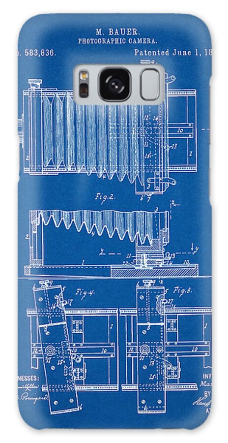 Patent Galaxy Case featuring the digital art 1897 Camera US Patent Invention Drawing - Blueprint by Todd Aaron