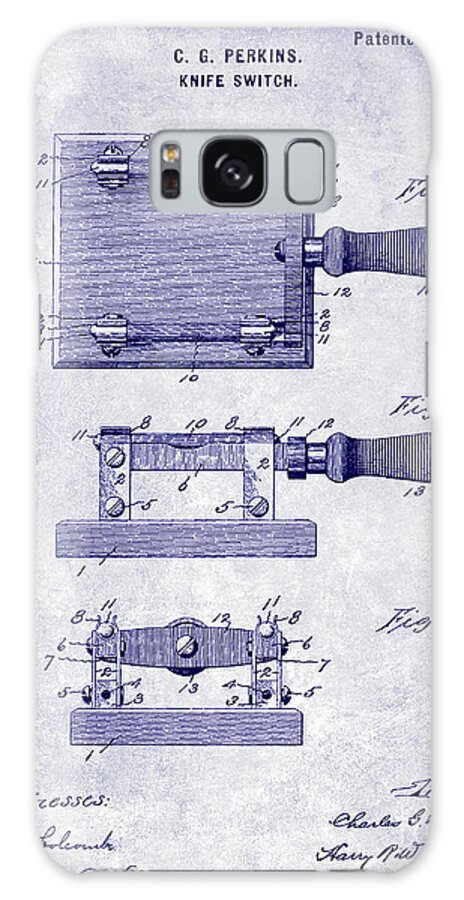 1900 Knife Switch Patent Galaxy Case featuring the photograph 1900 Knife Switch Patent Blueprint by Jon Neidert