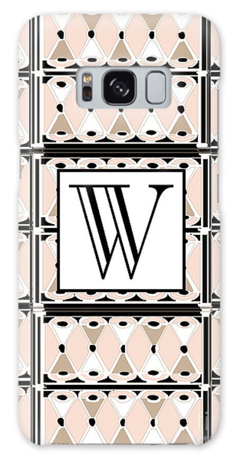 Art Deco Galaxy S8 Case featuring the digital art 1920s Pink Champagne Deco Monogram W by Cecely Bloom