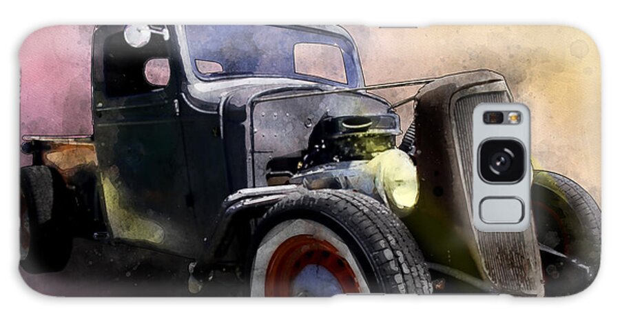 1936 Galaxy S8 Case featuring the digital art 1936 Chevy Rat Rod Pickup Watercolour by Chas Sinklier