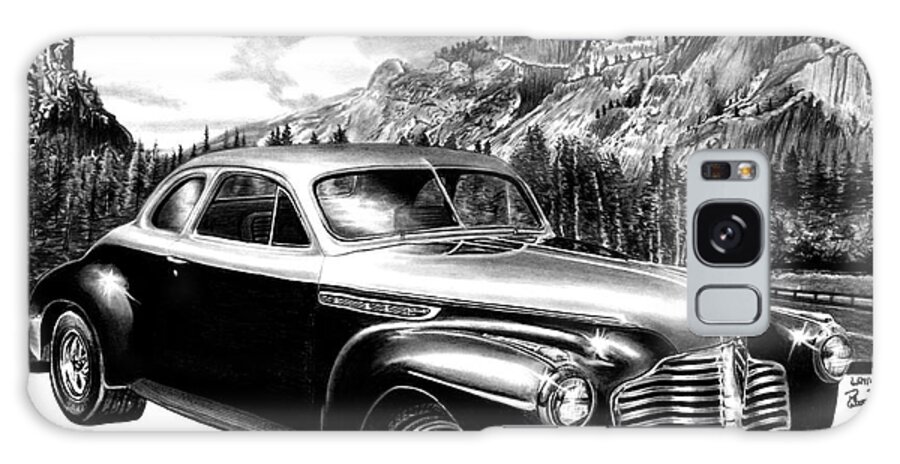 1941 Buick Roadmaster And Half Dome Galaxy Case featuring the drawing 1941 Roadmaster - Half Dome by Peter Piatt