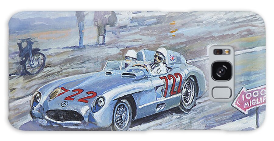 Acrilic Galaxy Case featuring the painting 1955 Mercedes Benz 300 SLR Moss Jenkinson winner Mille Miglia 01-02 by Yuriy Shevchuk