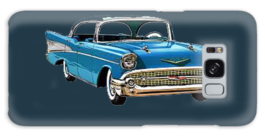 Cars Galaxy Case featuring the painting 1957 Chevy Classic T-shirt by Herb Strobino