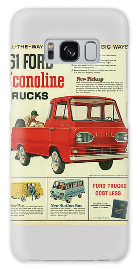 1961 Galaxy Case featuring the mixed media 1961 Ford Econoline Vintage Ad by Movie Poster Prints