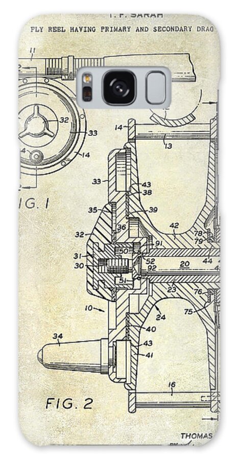 Fishing Reel Patent Galaxy Case featuring the photograph 1969 Fly Reel Patent by Jon Neidert