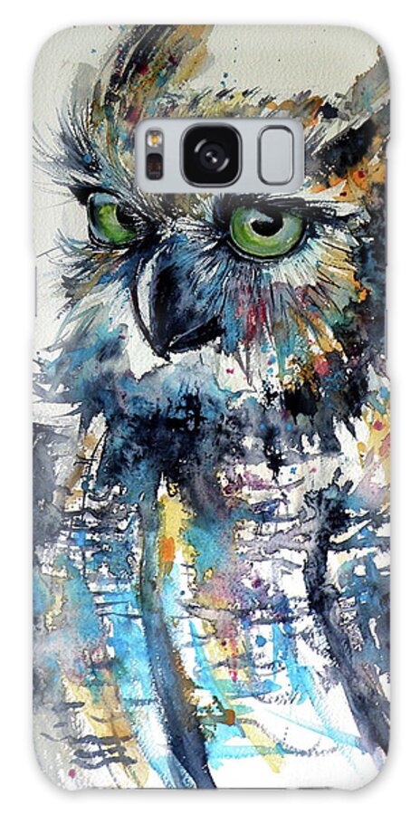 Cute Galaxy Case featuring the painting Cute owl #2 by Kovacs Anna Brigitta
