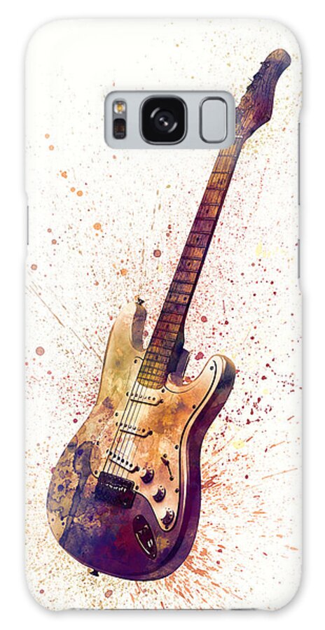 Electric Guitar Galaxy Case featuring the digital art Electric Guitar Abstract Watercolor #2 by Michael Tompsett