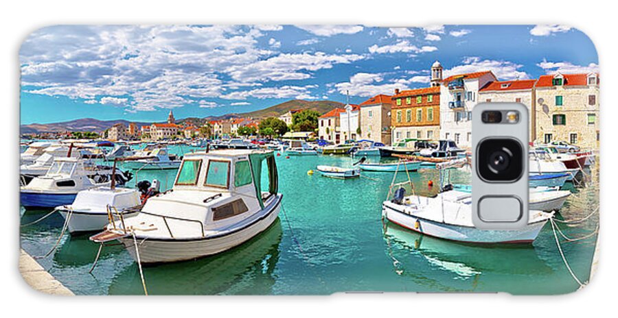 Kastel Galaxy Case featuring the photograph Kastel Novi turquoise harbor and historic architecture panoramic #2 by Brch Photography