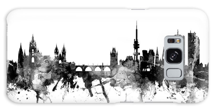 Czech Republic Galaxy Case featuring the digital art Prague Praha Czech Republic Skyline #2 by Michael Tompsett
