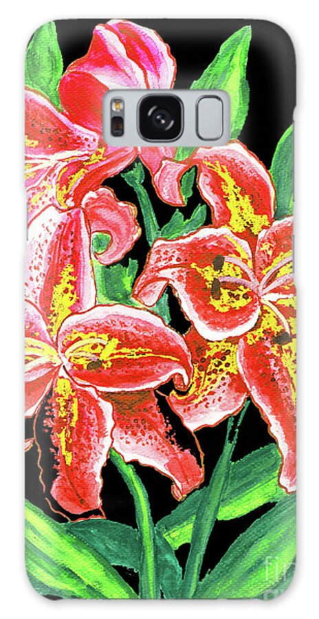 Lily Galaxy Case featuring the painting Red lilies #4 by Irina Afonskaya
